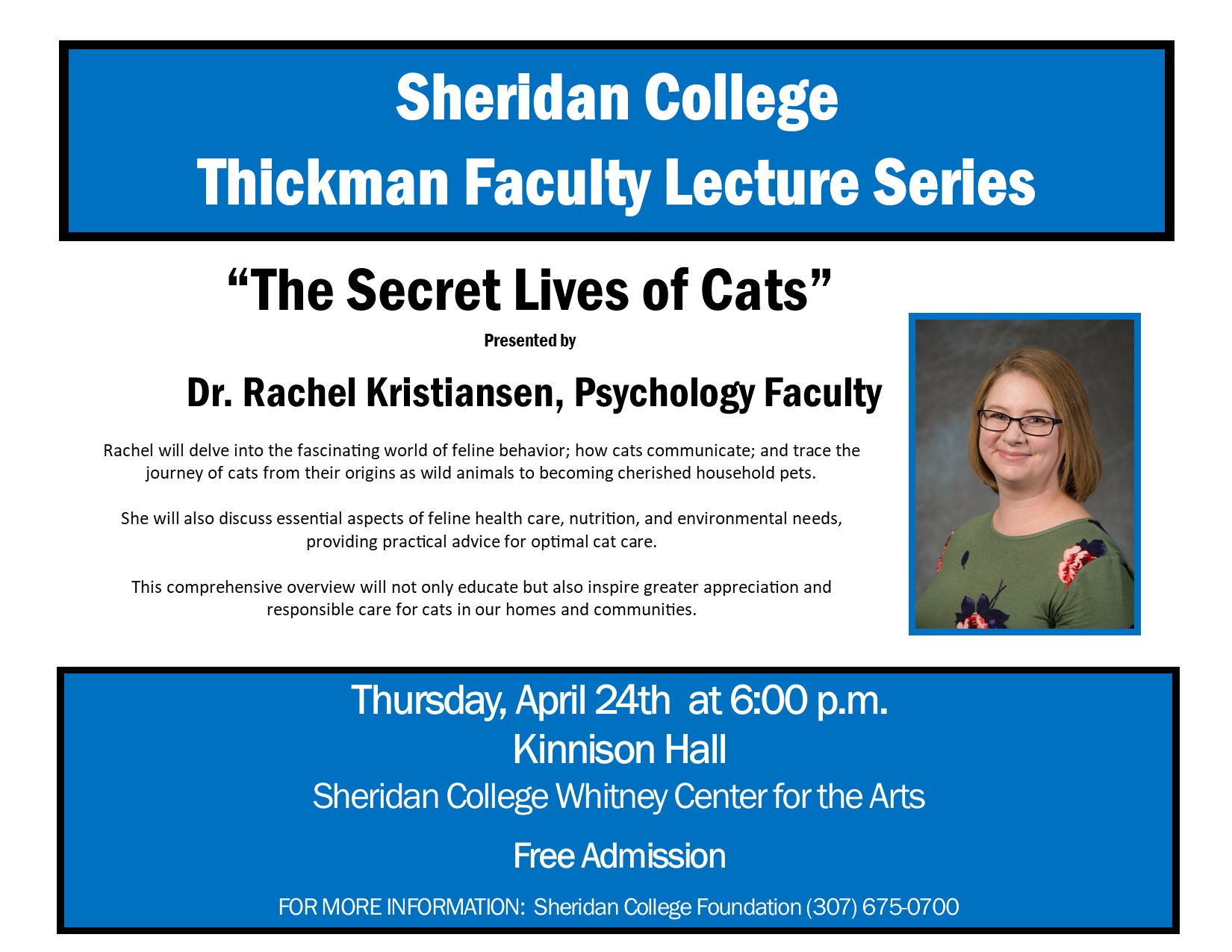Lecture series on the secret lives of cats with dr. rachel kristiansen