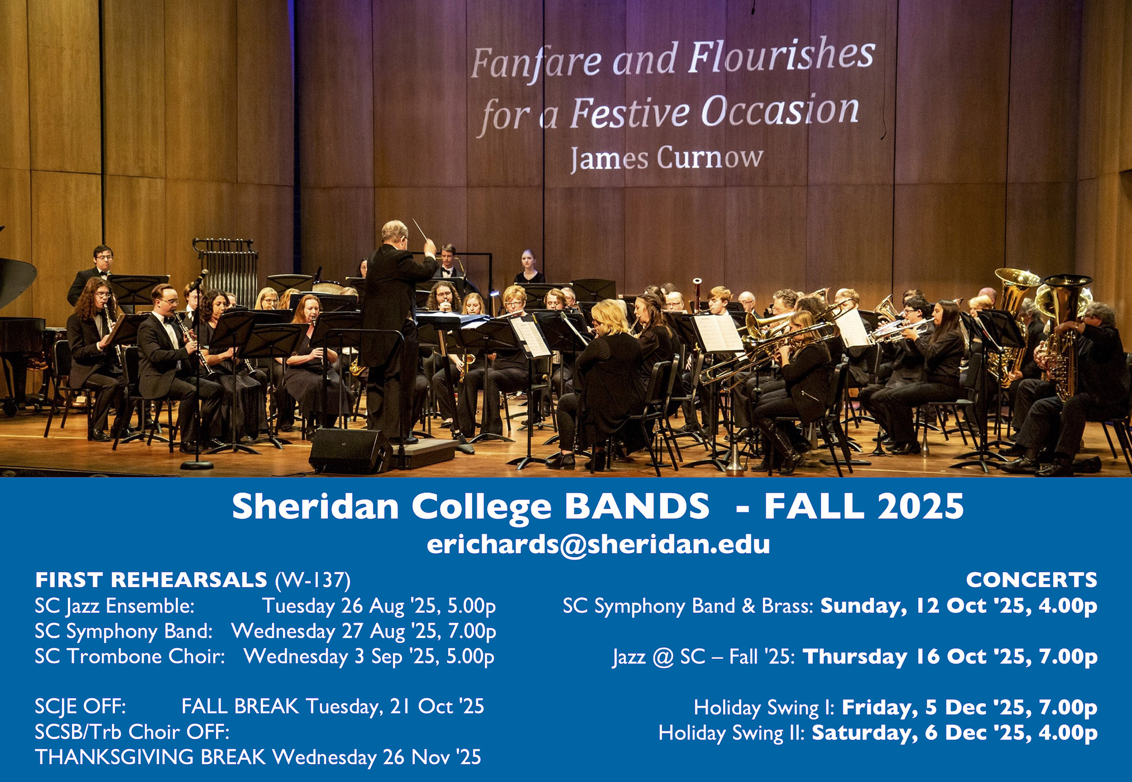 Bands rehearsal schedule Sheridan College bands rehearsal schedule